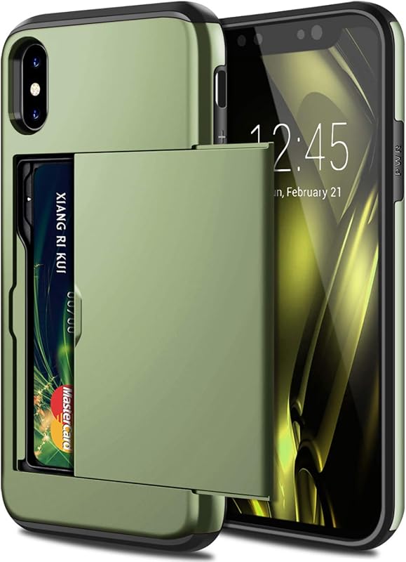 iPhone X/XS Heavy-Duty Wallet Case with Card Holder, Shockproof Bumper, Protective Cover