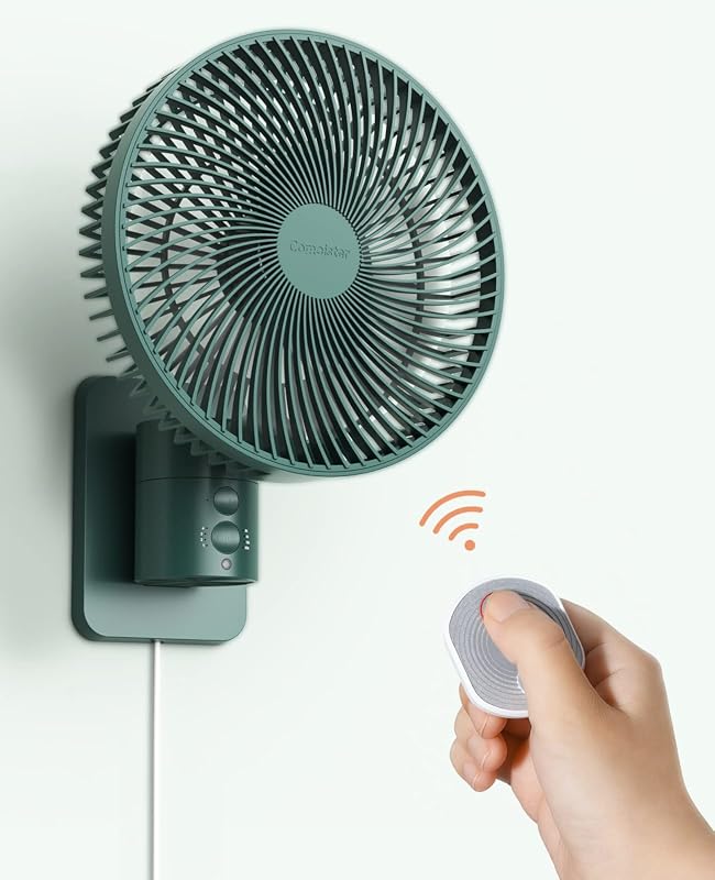 Comoistar 8.5-Inch Wall Mounted Oscillating RV Fan with Remote