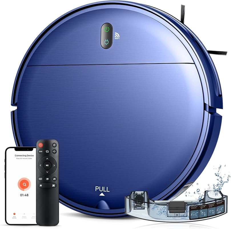 Robot Vacuum and Mop Combo with 2000Pa Suction, WiFi App Control, and Self-Charging