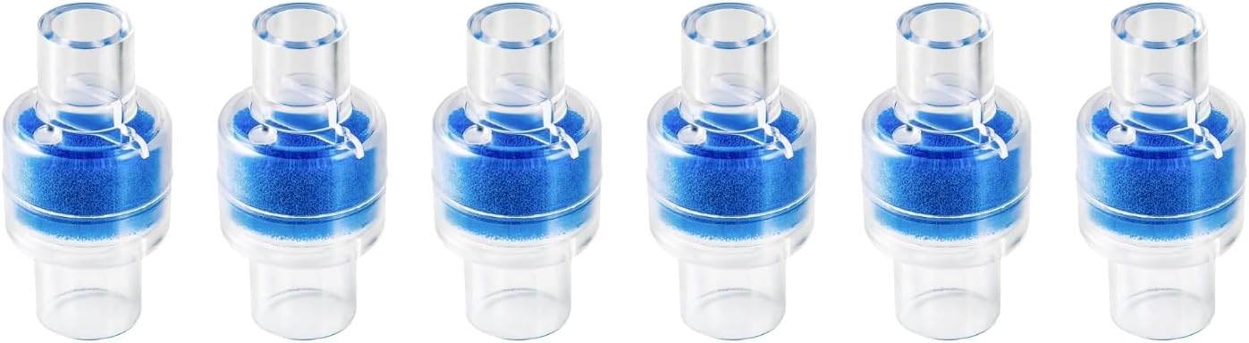 Nispira HME Filter 6-Pack inline humidification filters for CPAP and BiPAP