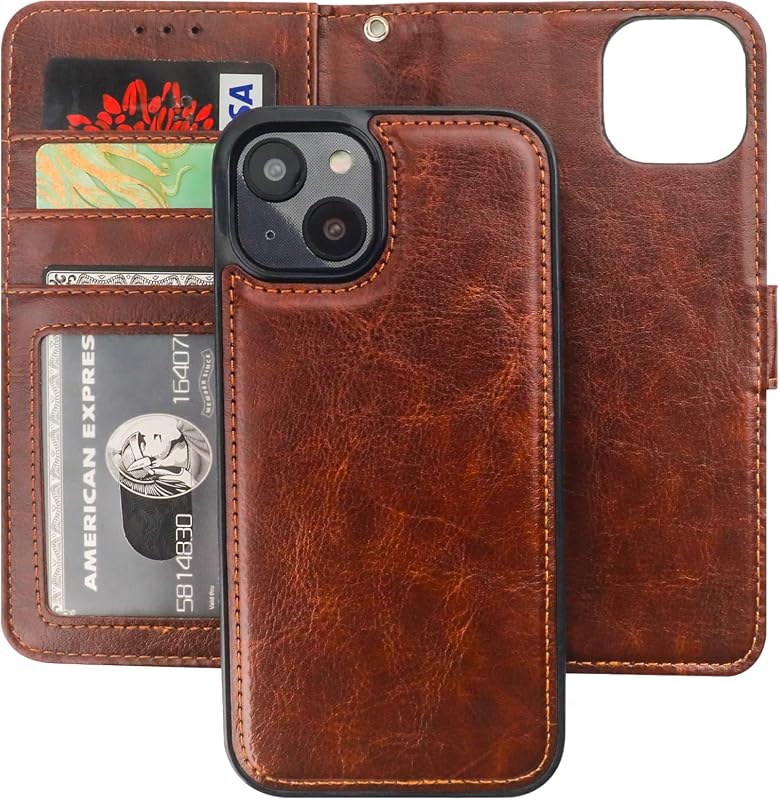 Bocasal iPhone 14 Detachable Wallet Case, RFID Blocking, Magnetic Kickstand
