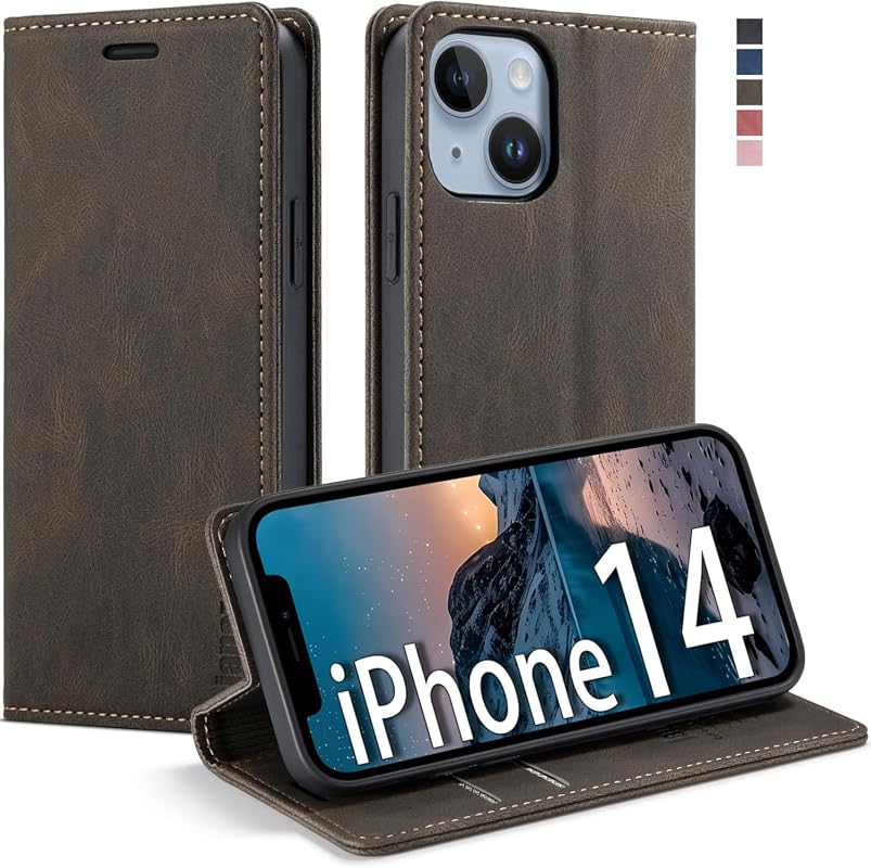 japezop iPhone 14 Wallet Case, RFID Blocking Card Holder, Kickstand