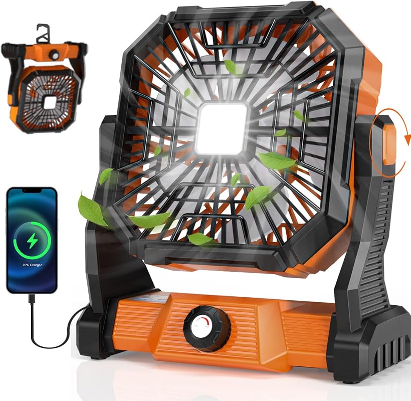 Portable Camping Fan with LED Lantern