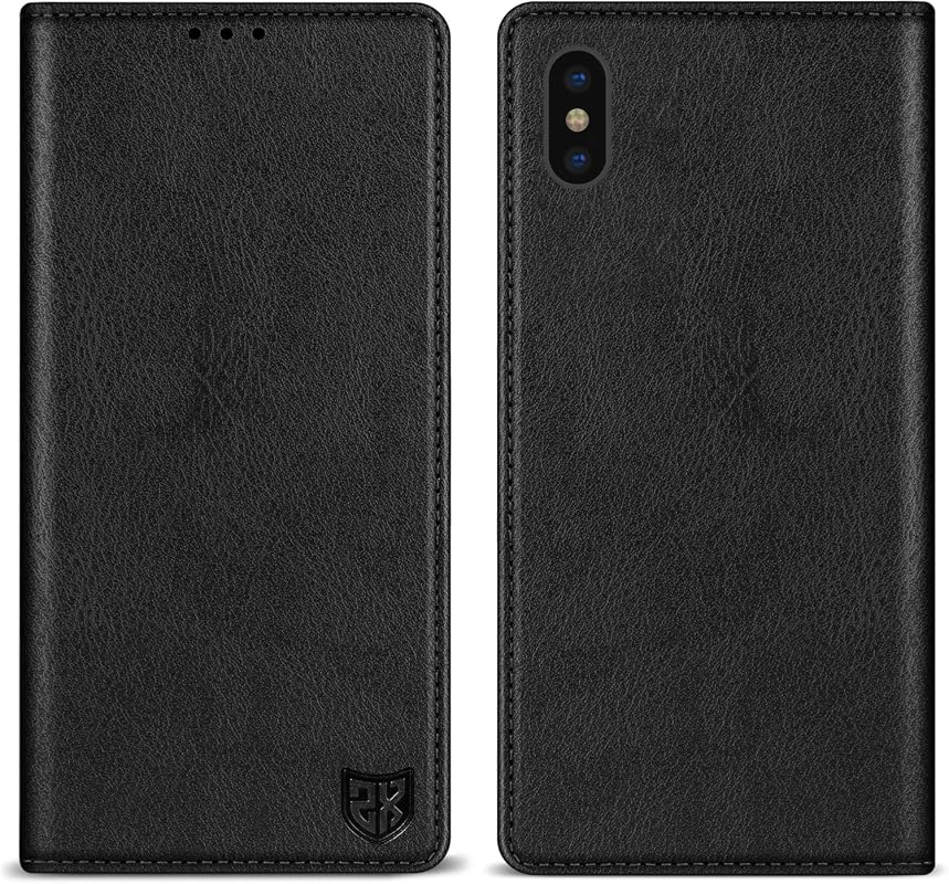 ZZXX iPhone X/Xs Wallet Case with RFID Blocking, Magnetic Closure, Card Slot, Stand