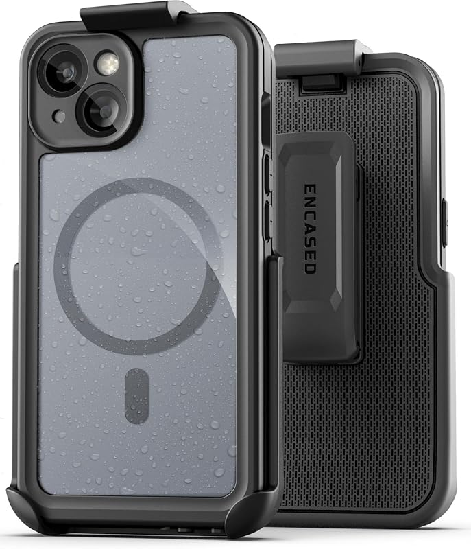 Encased Titan iPhone 15 Waterproof Case with belt clip and MagSafe compatibility