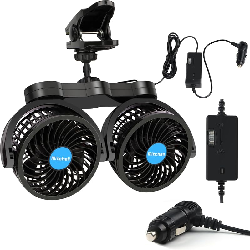 Alagoo 12V Dual Head Car Clip Fan