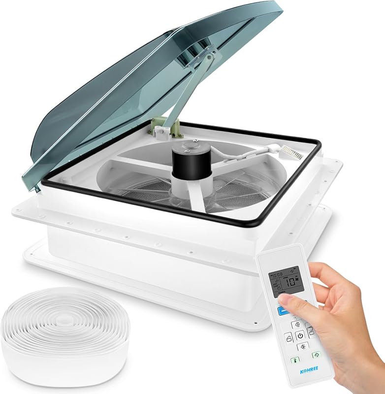 Kohree 14-Inch RV Vent Fan, 10-Speed, Reversible, Remote Control, Rain Sensor
