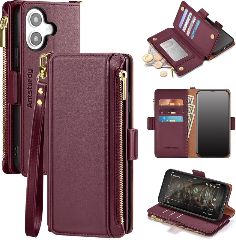 Antsturdy iPhone 16 Wallet Case