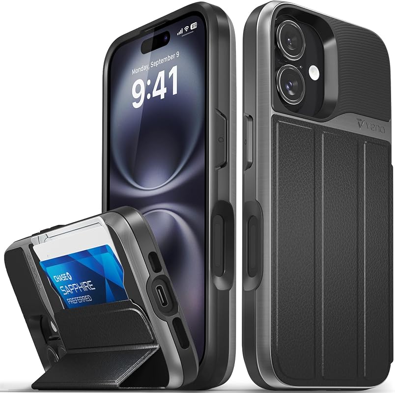 VENA vCommute iPhone 16 Wallet Case with Card Slot and Kickstand