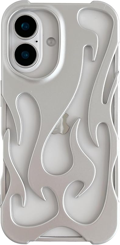 Heat Dissipation iPhone 15 Pro Max case, silver hollow flame matte soft case