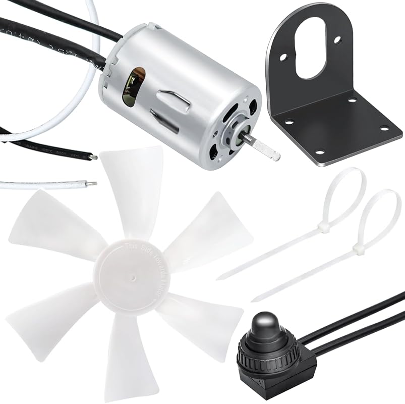6-Inch RV Vent Fan Blade and 12V D-Shaft Motor Kit with Switch Bracket