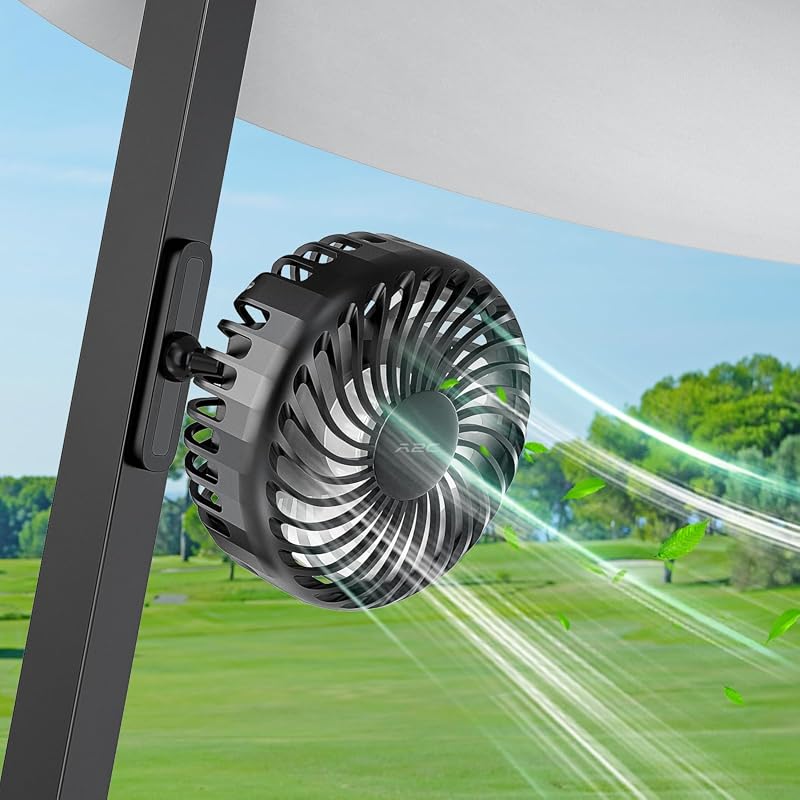 A2C Rechargeable Magnetic Golf Cart Fan, 3 Speeds, 4000 RPM, 360° Rotatable, Strong Airflow