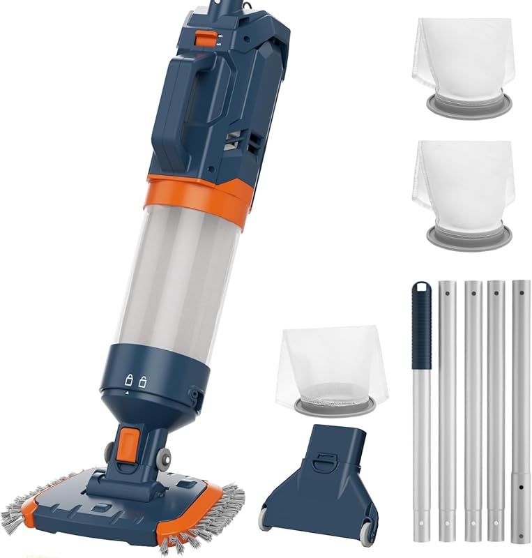 Cordless Pool Vacuum with 25 Micron Filter, 18.9 GPM Suction, 1-Hour Runtime