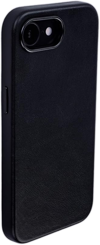 Dockem Genuine Leather Case for iPhone 17e/16e, MagSafe Compatible, Black
