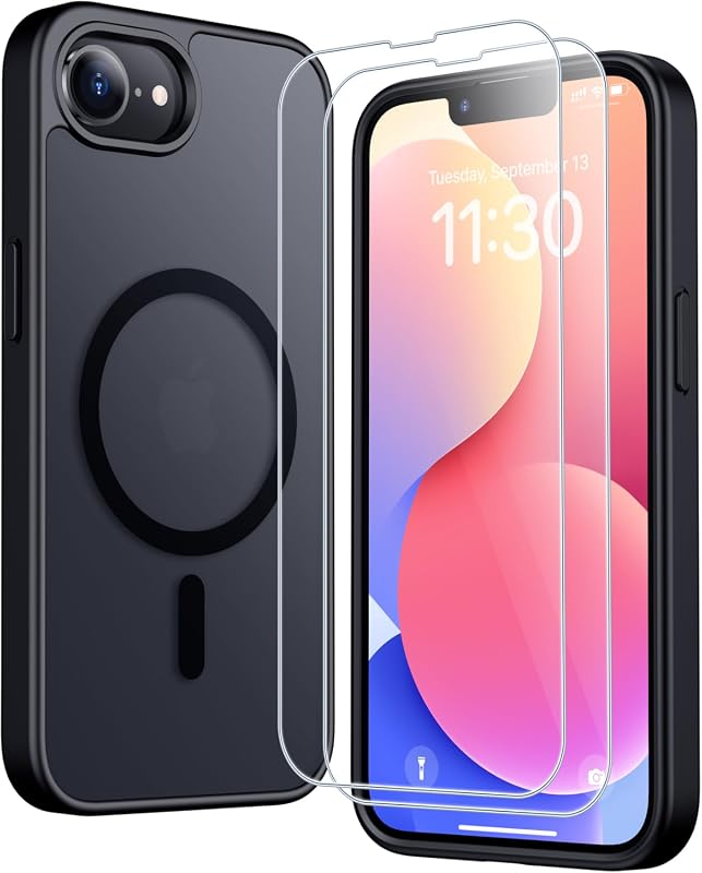 SPIDERCASE Magnetic iPhone 17e/16e Case, Translucent Matte Cover with 2 Screen Protectors