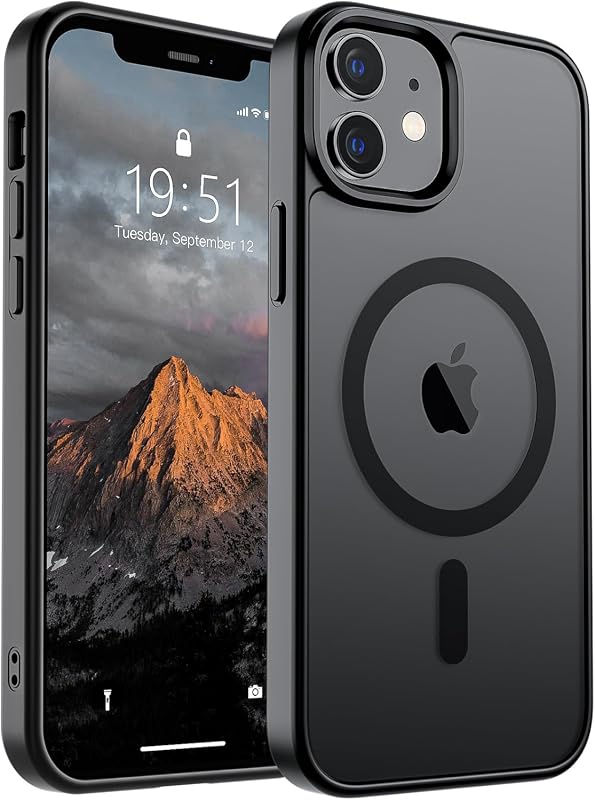 SUPFINE magnetic case for iPhone 12/13 mini, MagSafe compatible, slim matte shockproof protection, black