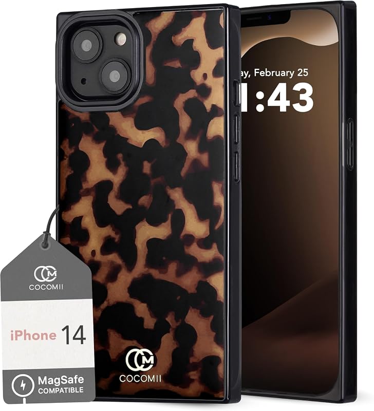 COCOMII Rectangle iPhone 13/14 Case, Chestnut Tortoiseshell Design