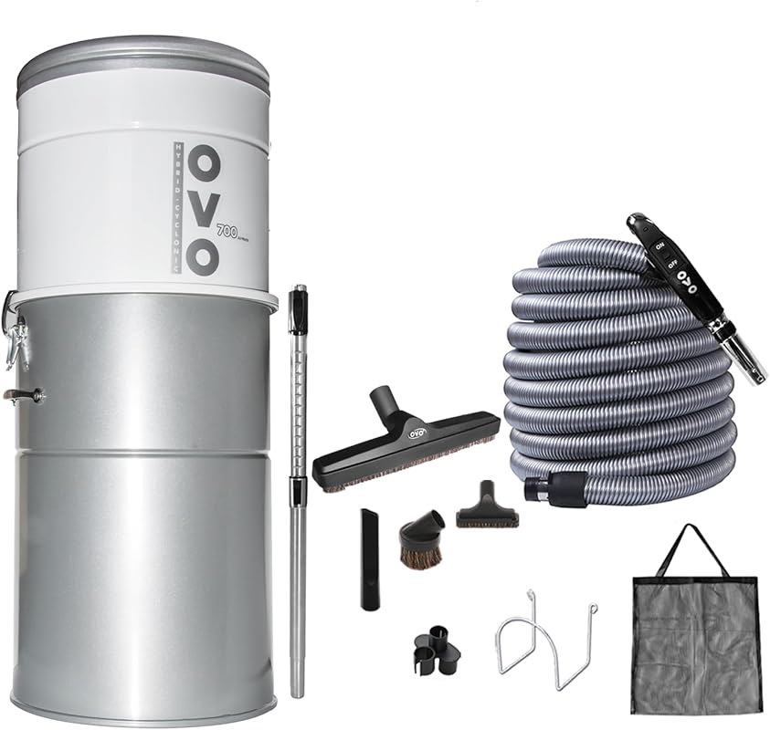 OVO 700 Airwatts Central Vacuum System with Hybrid Filtration and 40ft Deluxe Kit