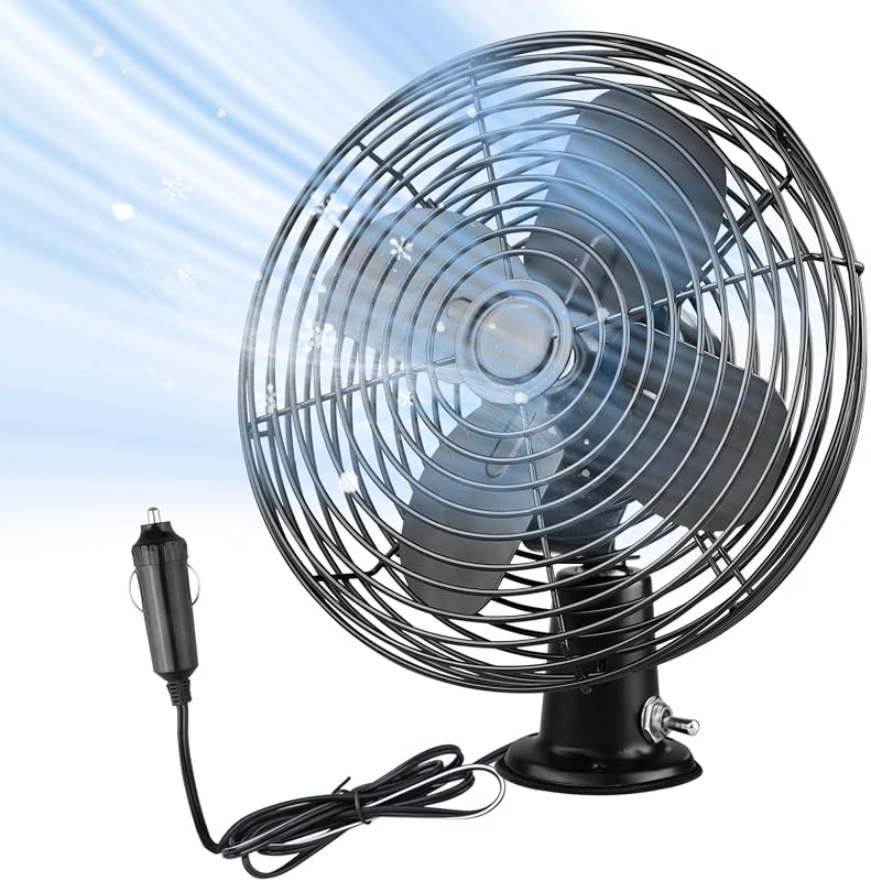 12V Heavy Duty 9-Inch Metal Clip-On RV and Truck Fan