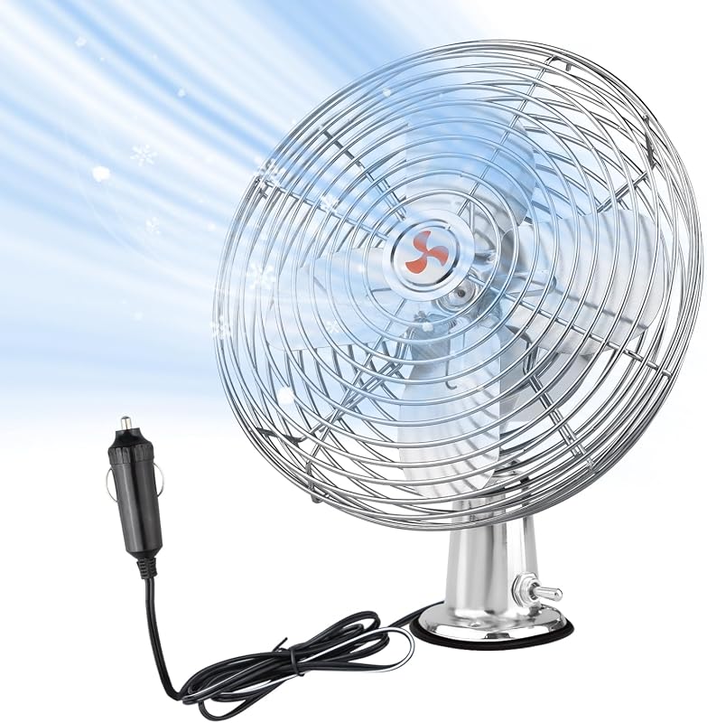 12V Heavy Duty 9-Inch Metal Clip-On RV and Truck Fan