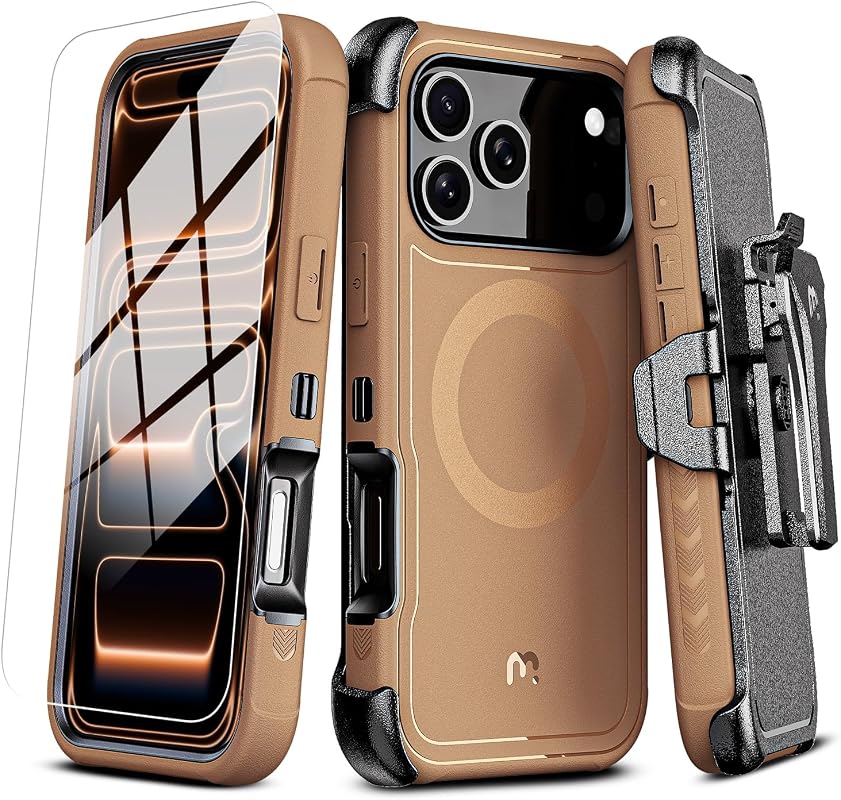 MYBAT PRO iPhone 17 Pro Max Maverick case with belt clip holster, camel brown