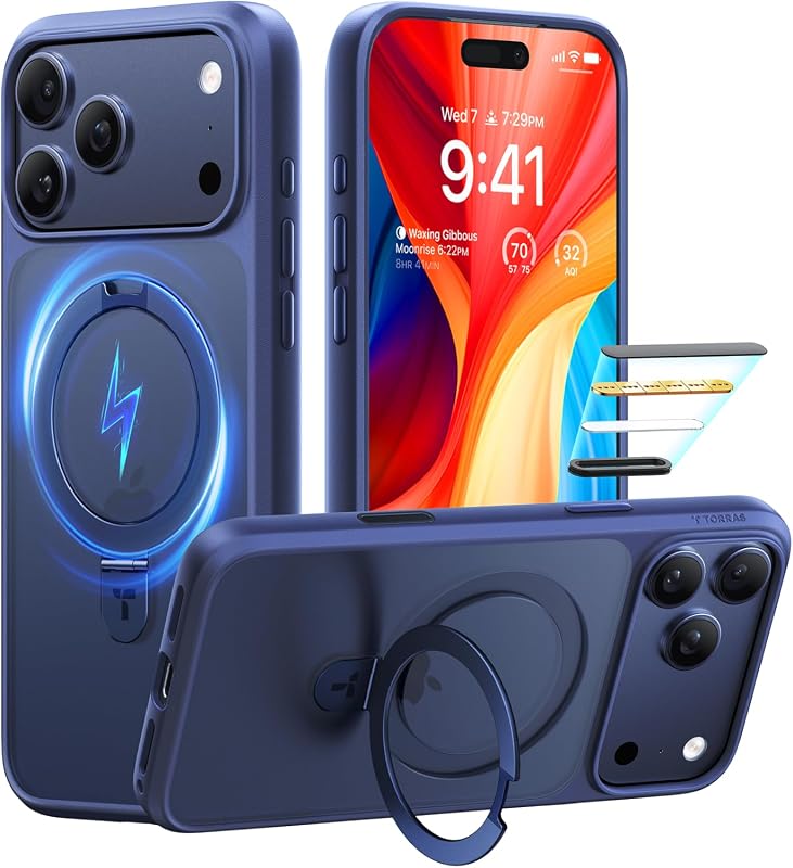 TORRAS Ostand iPhone 17 Pro Magnetic Case with Kickstand, MagSafe Compatible, Drop Protection