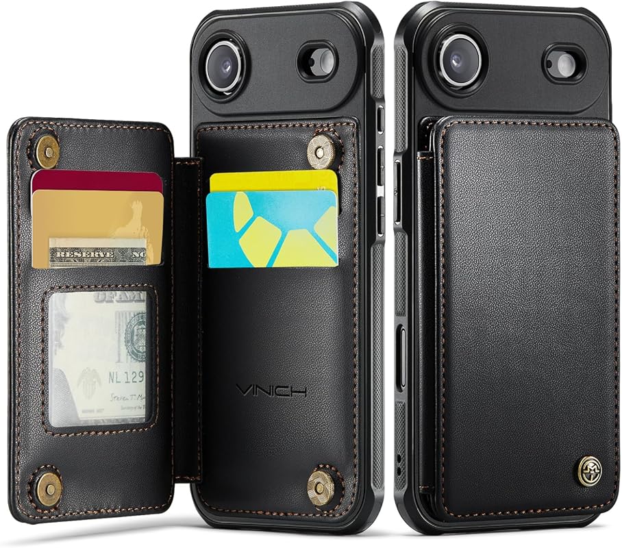 Vinich iPhone 17 Air Wallet Case with Card Holder, RFID Blocking, Kickstand, Shockproof Cover