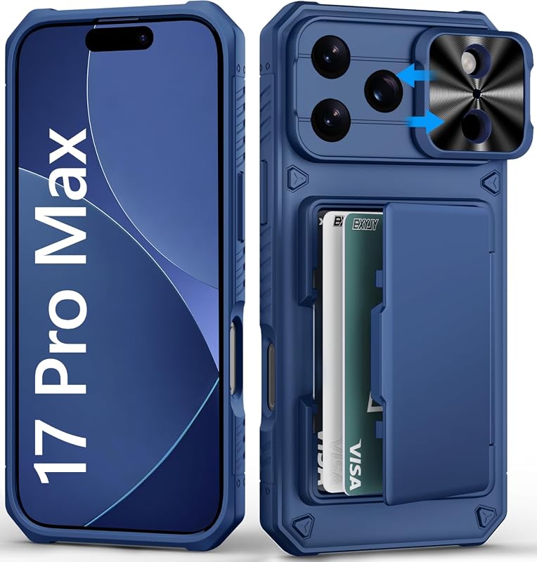 BXYJY iPhone 17 Pro Max Wallet Case with 4-5 Card Holder, Camera Cover, Shockproof