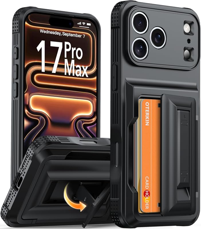 Oterkin iPhone 17 Pro Max Wallet Case with 4-5 Card Holder, Kickstand, RFID Blocking