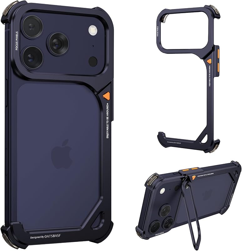 9 Shape Bumper Case for iPhone 17 Pro Max, MagSafe Compatible Slim Aluminum Stand Protection