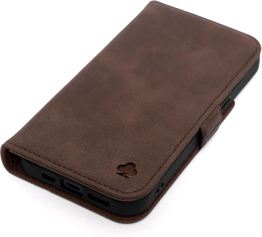 Porter Riley Leather Wallet Case for iPhone 17, Card Slots, Horizontal Stand, Genuine Leather