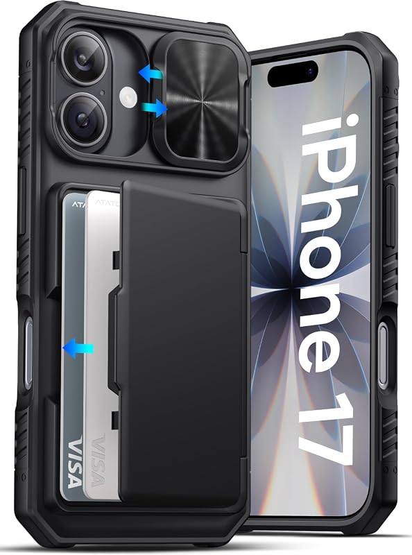 ATATOO iPhone 17 Wallet Case with Card Holder Camera Cover and RFID Blocking