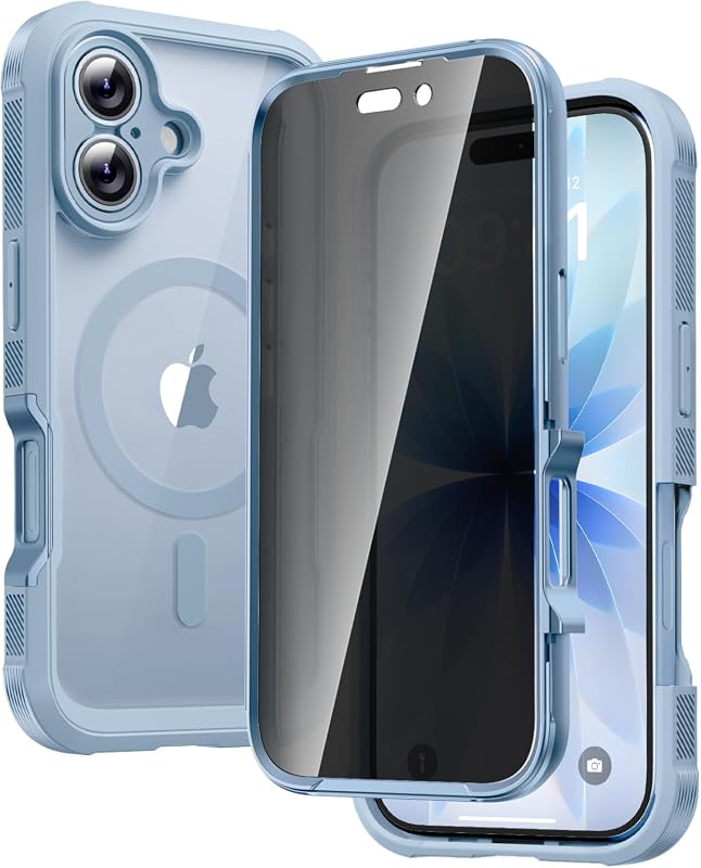 Diaclara Magnetic iPhone 17 Case with Full Camera Protection and Privacy Screen, Blue