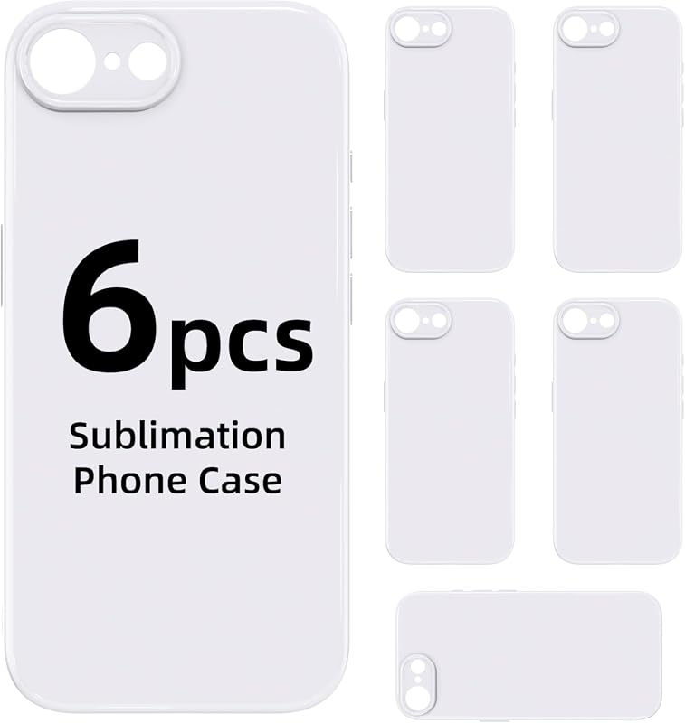 6-Pack Sublimation iPhone 17e/16e Blank Cases, Heat-Press Printable TPU DIY Protective Covers