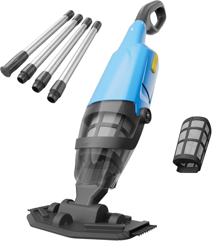 Cordless Handheld Pool Vacuum with 18 GPM Suction, 87-Inch Pole, 60-Minute Runtime