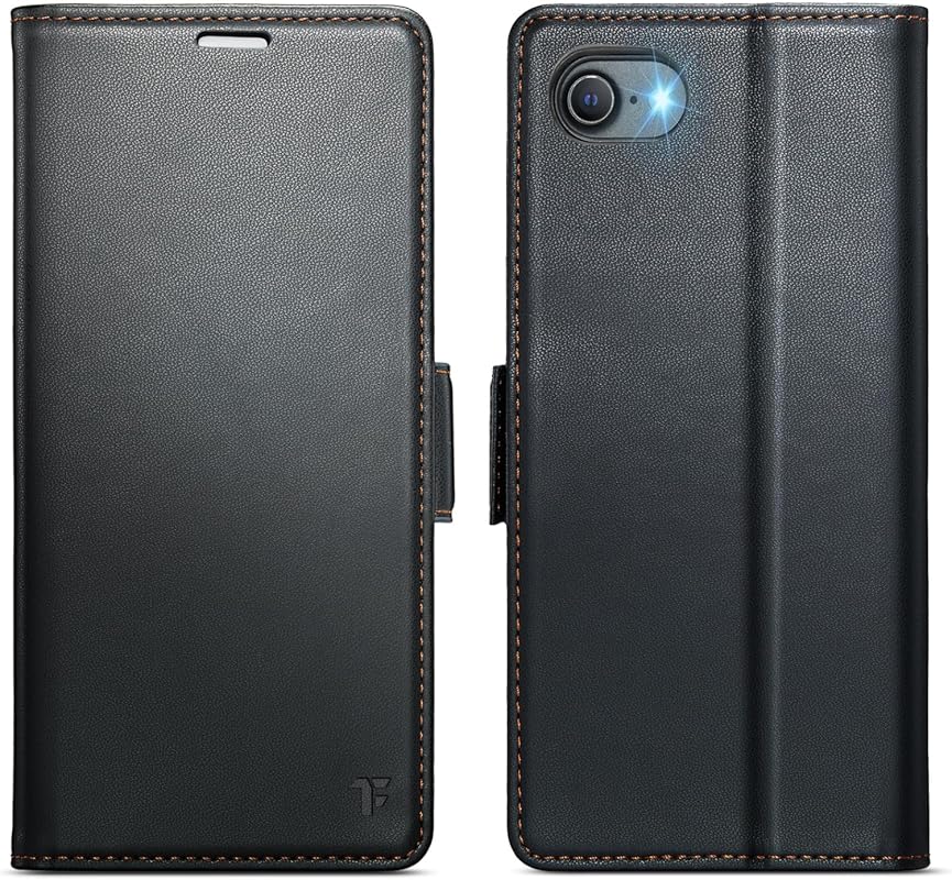 iPhone 7/8/SE wallet case with RFID blocking and kickstand