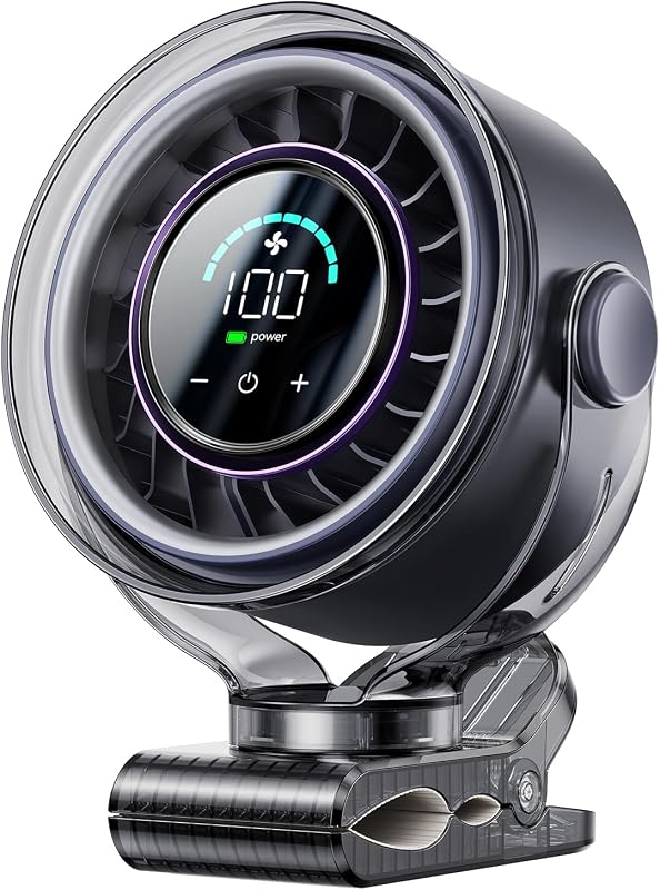 Clip-on fan with clamp and LED display