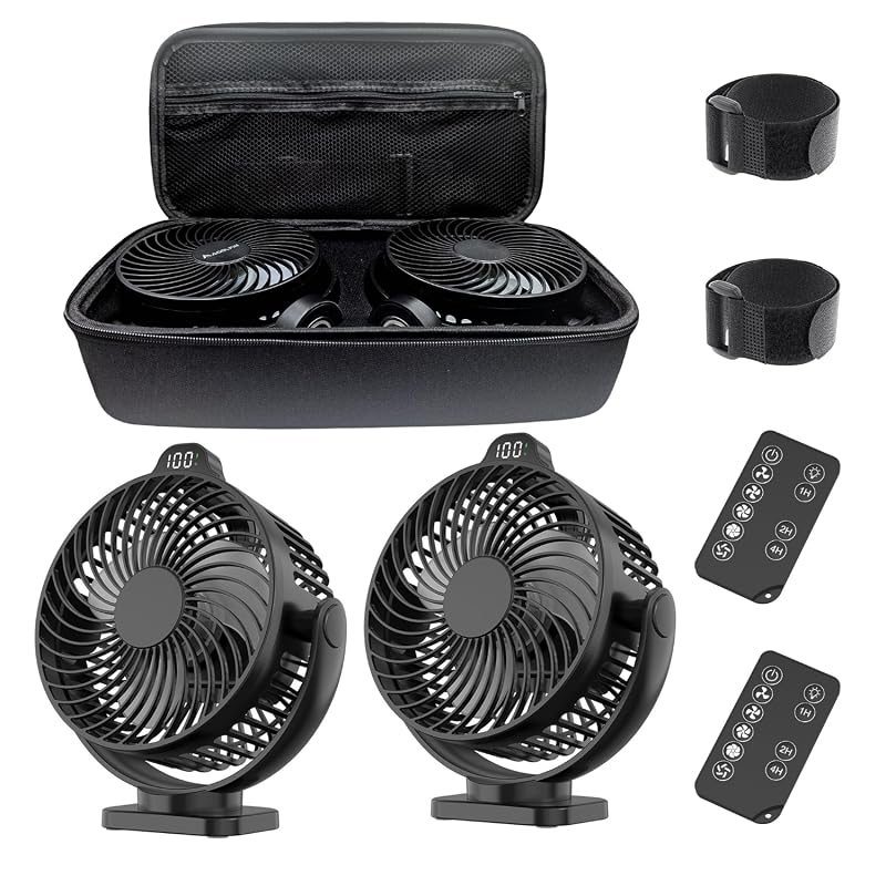 Upgraded 2-Pack Magnetic Golf Cart Fan with 12000mAh Battery and Carrying Case