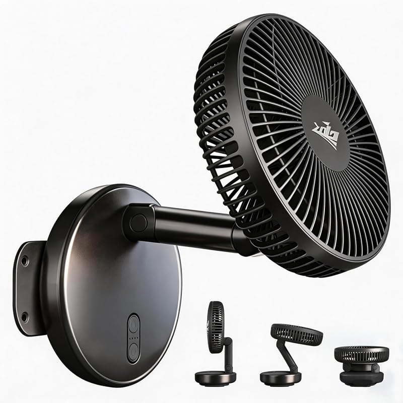 ZOIZ 12V RV Wall Mount Fan with USB-C black design