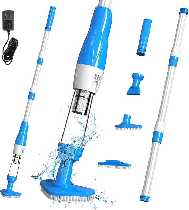 4-in-1 Cordless Rechargeable Small Pool Vacuum with 90-Minute Runtime, 12 GPM Suction