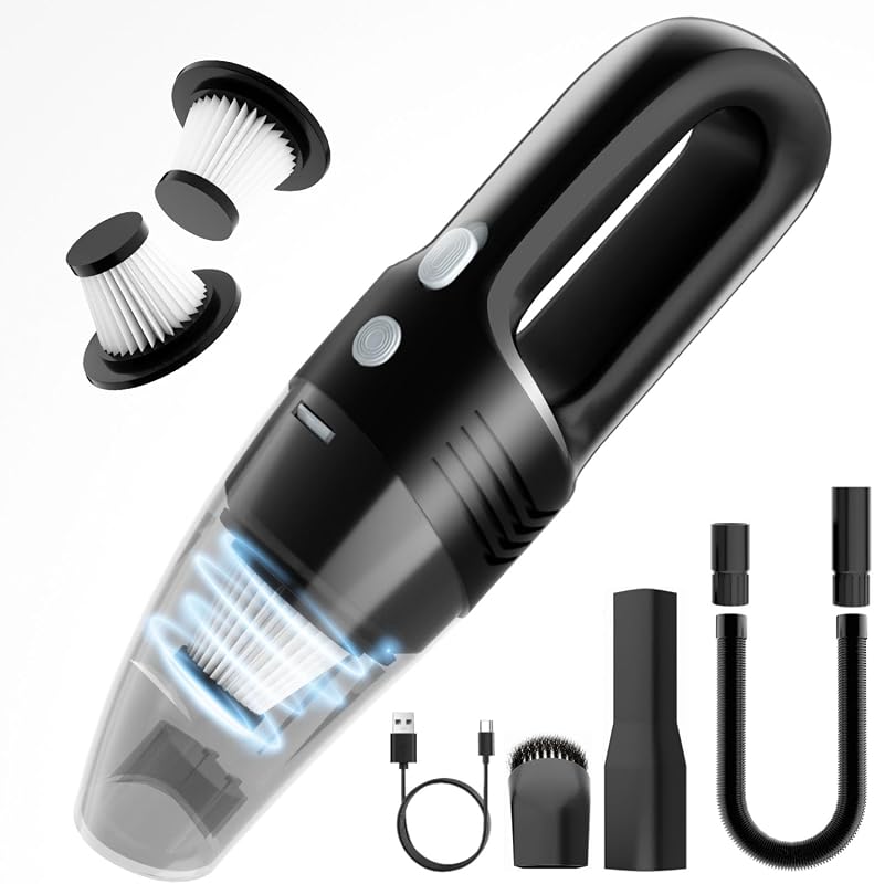 Cordless Handheld Vacuum Cleaner, 11000PA Portable Lightweight Rechargeable with Multi-Nozzles