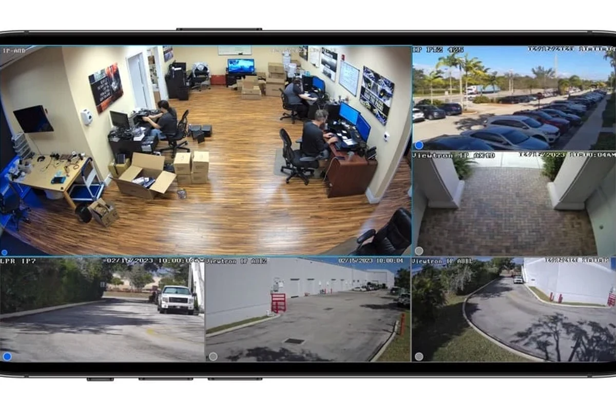 Smart home security camera mounted near a home entrance for clear outdoor monitoring