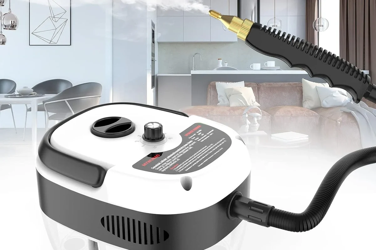 Steam cleaner producing vapor for cleaning tile, grout, and sealed surfaces in a home