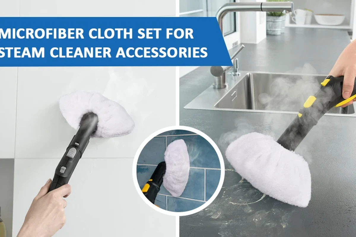 Microfibre steam cleaner cloth pad on a mop head for sealed hard floors