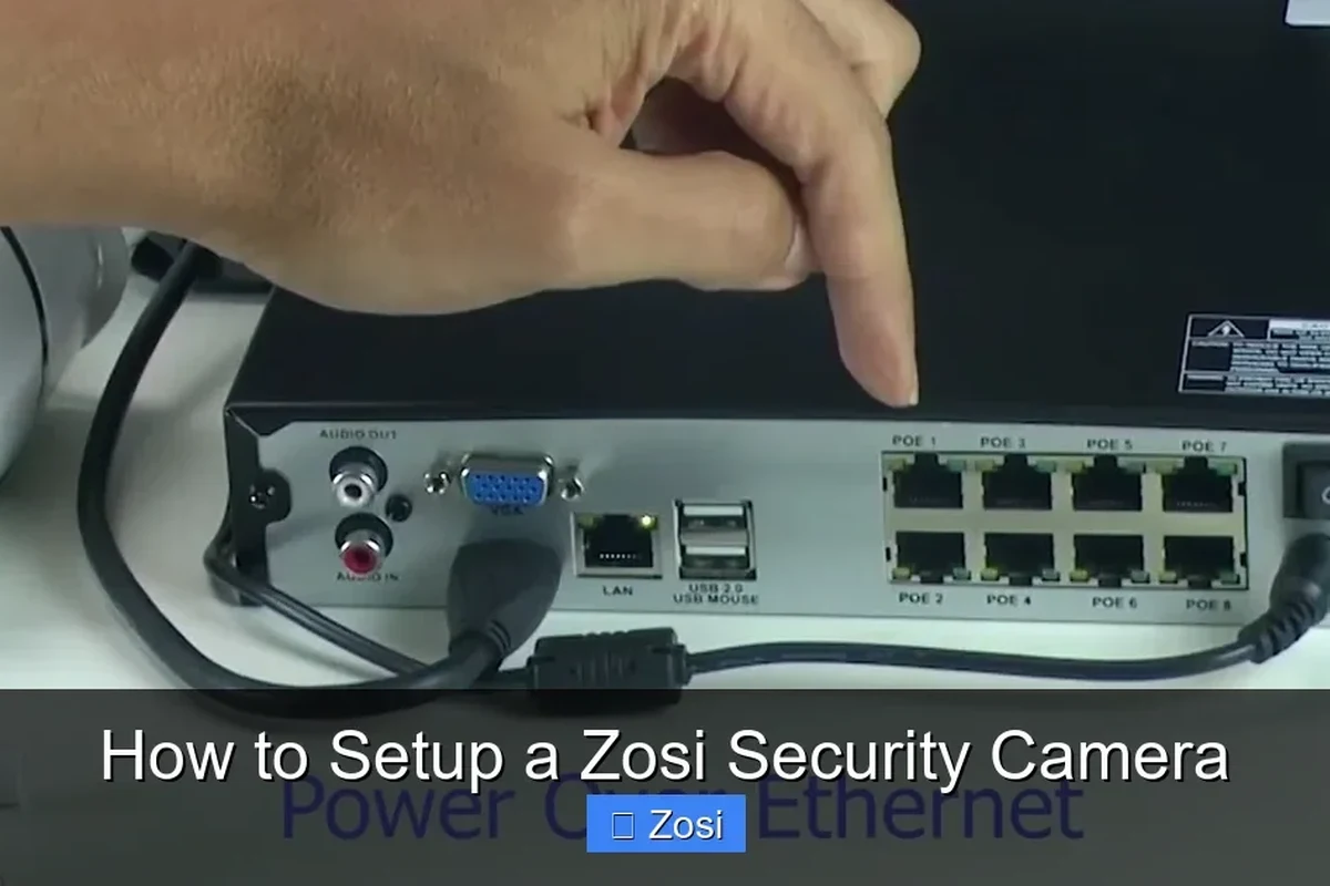 Zosi security camera setup on a home network with router and phone app