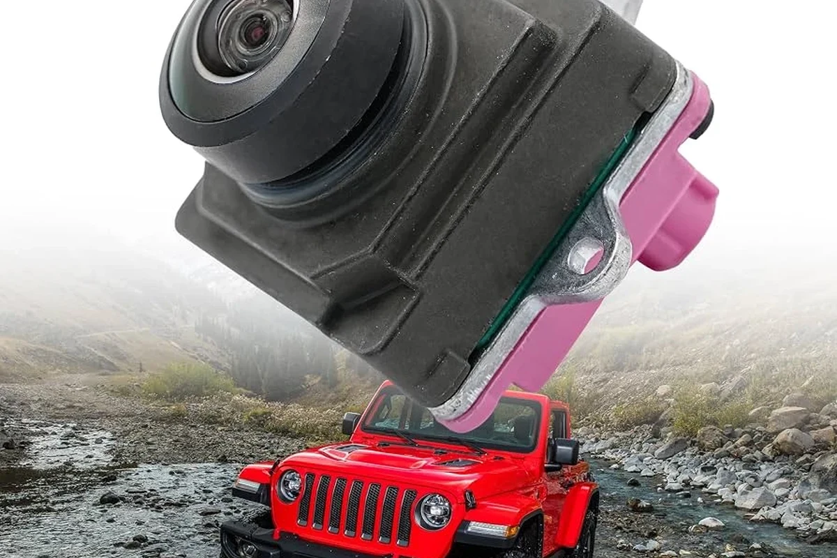 Jeep Wrangler rear backup camera mounted for parking and visibility