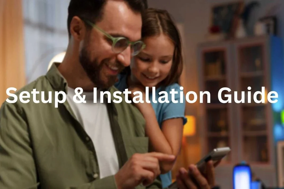 Monster smart lighting setup beside a router with pairing troubleshooting on a phone