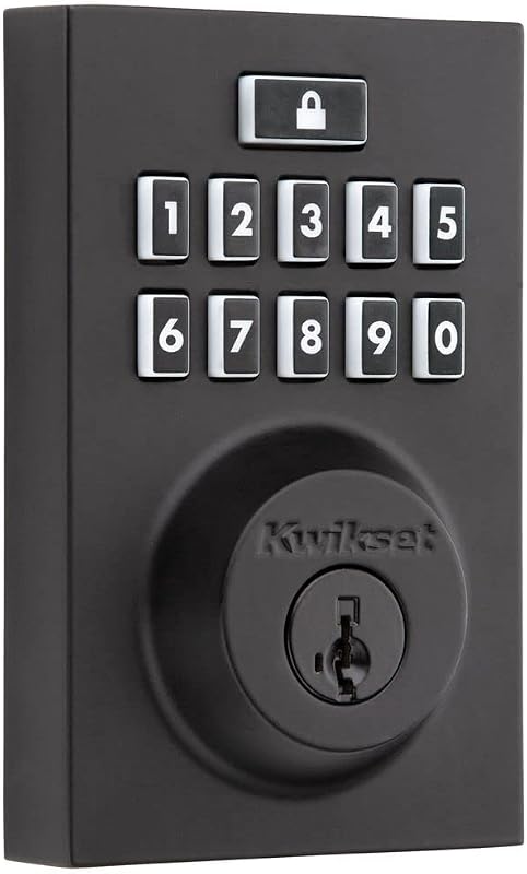 Kwikset 914 Contemporary SmartCode Keypad Deadbolt with SmartKey Security, ZigBee 3.0, Matte Black