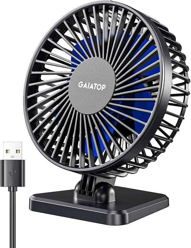 Gaiatop USB Desk Fan, 3 Speeds, Quiet Portable Mini Fan for Home Office Car Travel