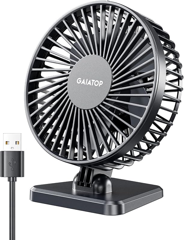 Gaiatop USB Desk Fan, 3 Speeds, Quiet Portable Mini Fan for Home Office Car Travel